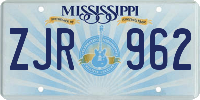 MS license plate ZJR962