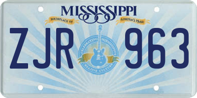 MS license plate ZJR963
