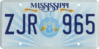 MS license plate ZJR965
