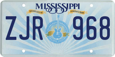 MS license plate ZJR968