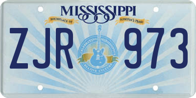 MS license plate ZJR973