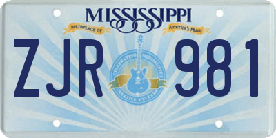 MS license plate ZJR981