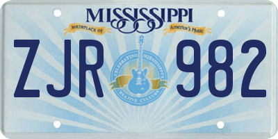 MS license plate ZJR982