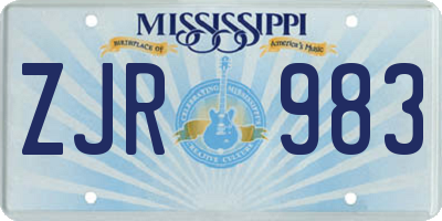MS license plate ZJR983