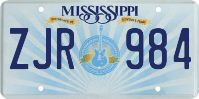 MS license plate ZJR984