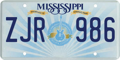 MS license plate ZJR986