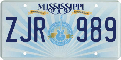 MS license plate ZJR989