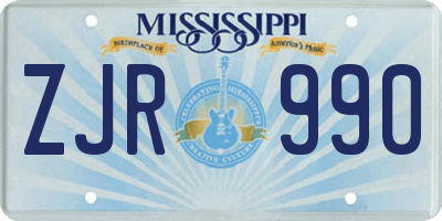 MS license plate ZJR990