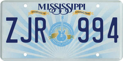 MS license plate ZJR994