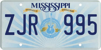 MS license plate ZJR995