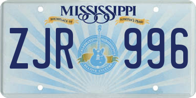MS license plate ZJR996