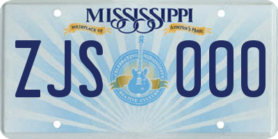 MS license plate ZJS000