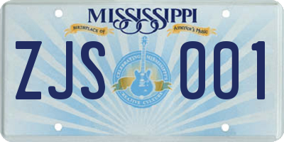 MS license plate ZJS001
