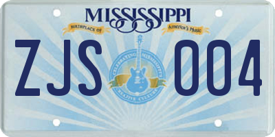 MS license plate ZJS004