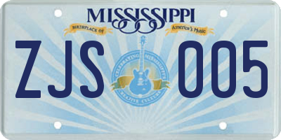 MS license plate ZJS005