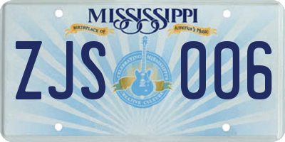 MS license plate ZJS006
