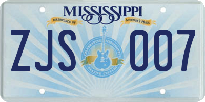 MS license plate ZJS007