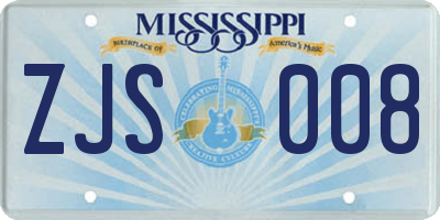 MS license plate ZJS008
