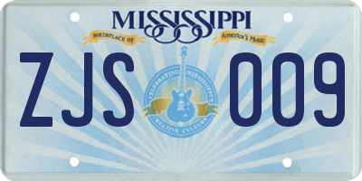 MS license plate ZJS009