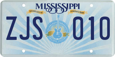 MS license plate ZJS010