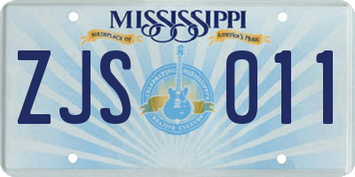 MS license plate ZJS011