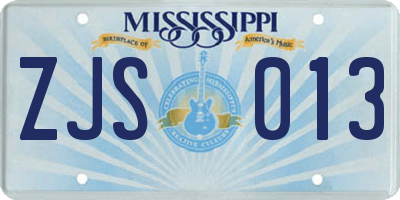 MS license plate ZJS013
