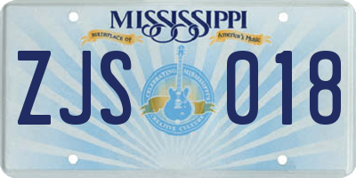 MS license plate ZJS018