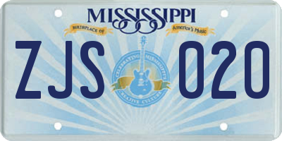 MS license plate ZJS020