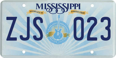 MS license plate ZJS023