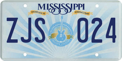 MS license plate ZJS024