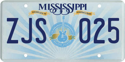 MS license plate ZJS025