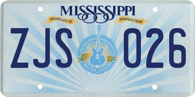MS license plate ZJS026