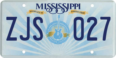 MS license plate ZJS027