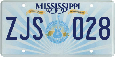 MS license plate ZJS028