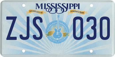 MS license plate ZJS030