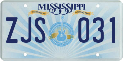 MS license plate ZJS031