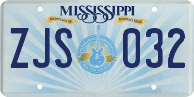 MS license plate ZJS032