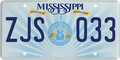 MS license plate ZJS033