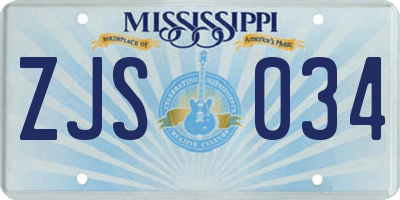 MS license plate ZJS034