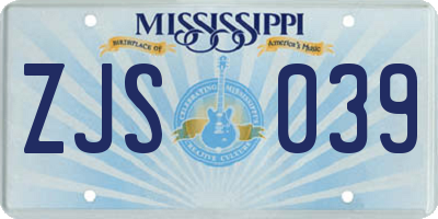 MS license plate ZJS039