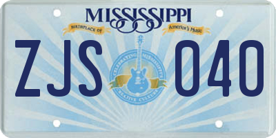 MS license plate ZJS040