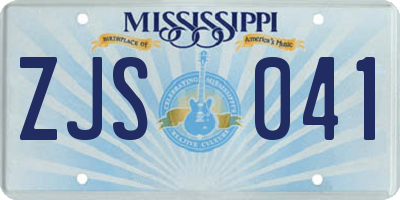 MS license plate ZJS041
