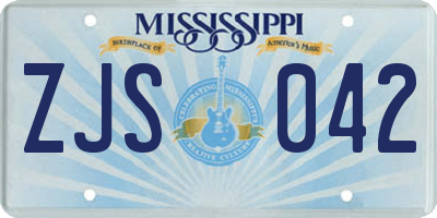 MS license plate ZJS042