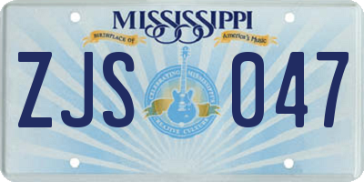MS license plate ZJS047