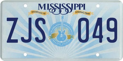 MS license plate ZJS049