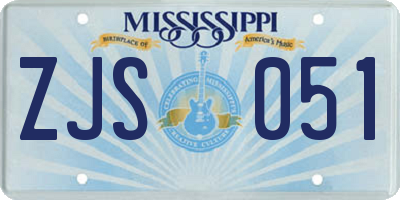 MS license plate ZJS051