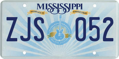 MS license plate ZJS052