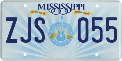 MS license plate ZJS055