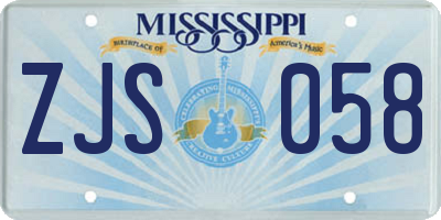 MS license plate ZJS058
