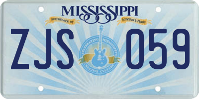 MS license plate ZJS059